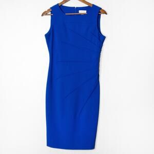 Calvin Klein Sheath Dress Blue Size 4 Modern Office Power Dressing